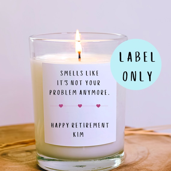 Personalised Retirement candle label, personalised Retirement gift, funny candle label for retirement, retirement gift, candle label