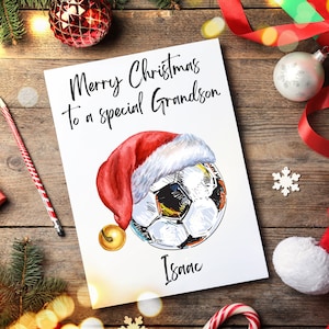 Carte de Noël de football personnalisée pour petit-fils, carte de Noël de football, carte de football pour petit-fils, carte de Noël de petit-fils,