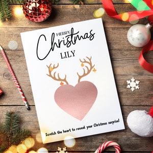 Carte à gratter surprise de Noël personnalisée, cadeau de Noël révélant une carte à gratter, carte à gratter de Noël, carte à gratter sur mesure