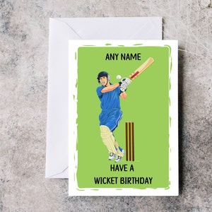 Carte personnalisée de joueur de cricket, avoir un anniversaire de guichet, carte d'anniversaire de joueur de cricket, carte d'anniversaire de cricket, carte d'anniversaire personnalisée