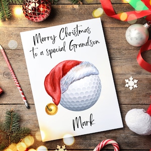 Carte de Noël de golf personnalisée pour petit-fils, carte de Noël de golfeur pour petit-fils, carte de Noël personnalisée pour petit-fils, carte de golfeur