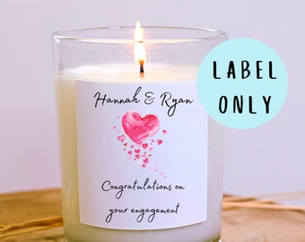 Personalised Engagement candle label, personalised Engagement gift, candle label for Engagement, Engagement gift, candle label Engagement