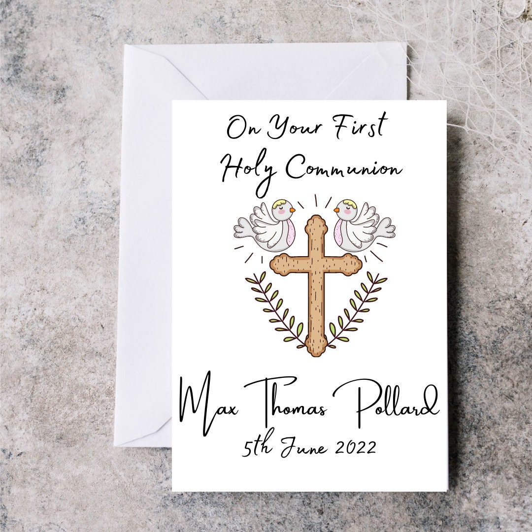 Personalised First Holy Communion Card, Holy Communion Card for Boy or ...