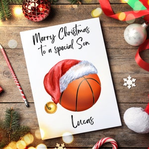 Carte de Noël personnalisée de basket-ball pour fils, carte de Noël de basket-ball, carte de basket-ball pour fils, carte de Noël de basket-ball de fils