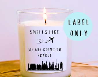 Prague Trip Reveal Candle Label: Surprise Gift