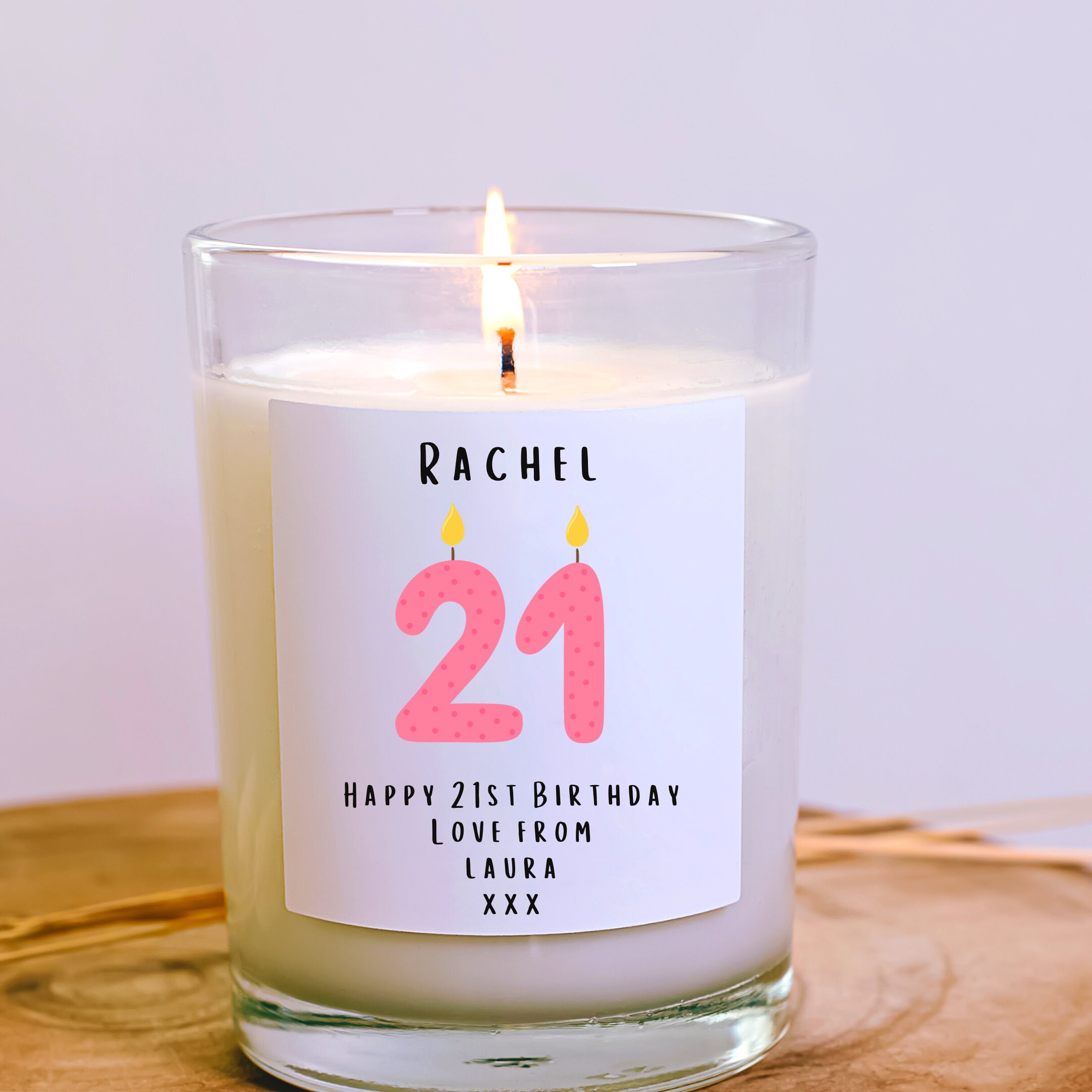 Personalised 21st Birthday Candle Label, Personalised 21st Birthday