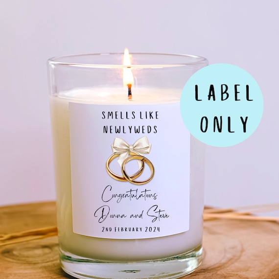 Personalised Newlyweds candle label, personalised Wedding gift, Wedding candle label, Newlyweds gift, personalised candle label for couple