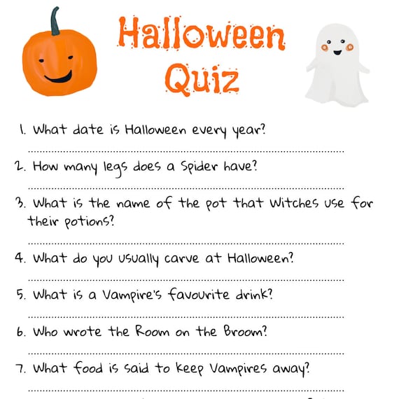 Halloween Quiz Kids Halloween Quiz Instant Download Digital Download Halloween Quiz Print at Home Halloween Quiz Etsy