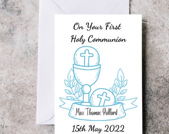 Personalised First Holy Communion card, First Holy Communion card for boy or girl, keepsake card for Holy Communion