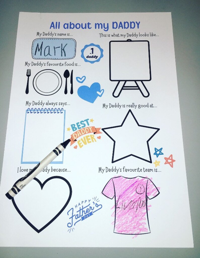 All About My Daddy Fill in Printable Template Father's - Etsy
