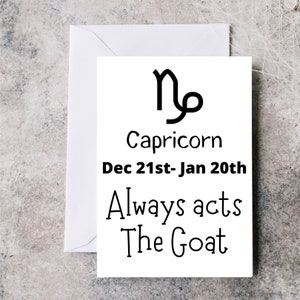 Carte d’anniversaire Capricorne, carte d’anniversaire amusante pour les Capricornes, carte d’anniversaire de signe astrologique, carte d’anniversaire de citation Capricorne