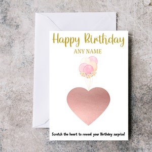 Carte à gratter surprise d'anniversaire personnalisée, cadeau d'anniversaire révélant la carte à gratter, carte à gratter d'anniversaire, carte à gratter personnalisée anniversaire