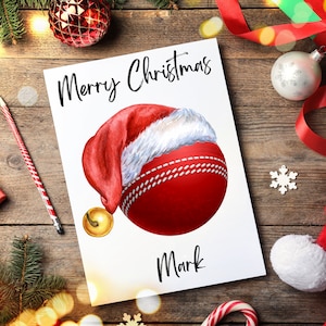 Carte de Noël personnalisée de cricket, carte de Noël pour fan de cricket, carte de Noël de cricket, carte de cricket de Noël, carte de Noël de fan de cricket