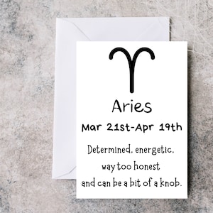 Carte d’anniversaire Bélier, carte de vœux Bélier amusante, carte d’anniversaire de signe étoilé, carte d’anniversaire d’horoscope, carte d’anniversaire du zodiaque, carte pour lui.