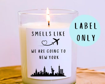 New York candle label, New York gift reveal label, New York candle, we are going to New York gift, candle label for trip to New York