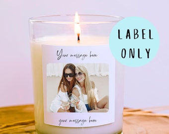 Personalised photo candle label: custom candle label gift