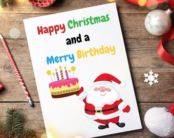 Funny Christmas and Birthday card, Birthday card for those born on Christmas Day, 2 in 1 Christmas and Birthday card, card for him or her