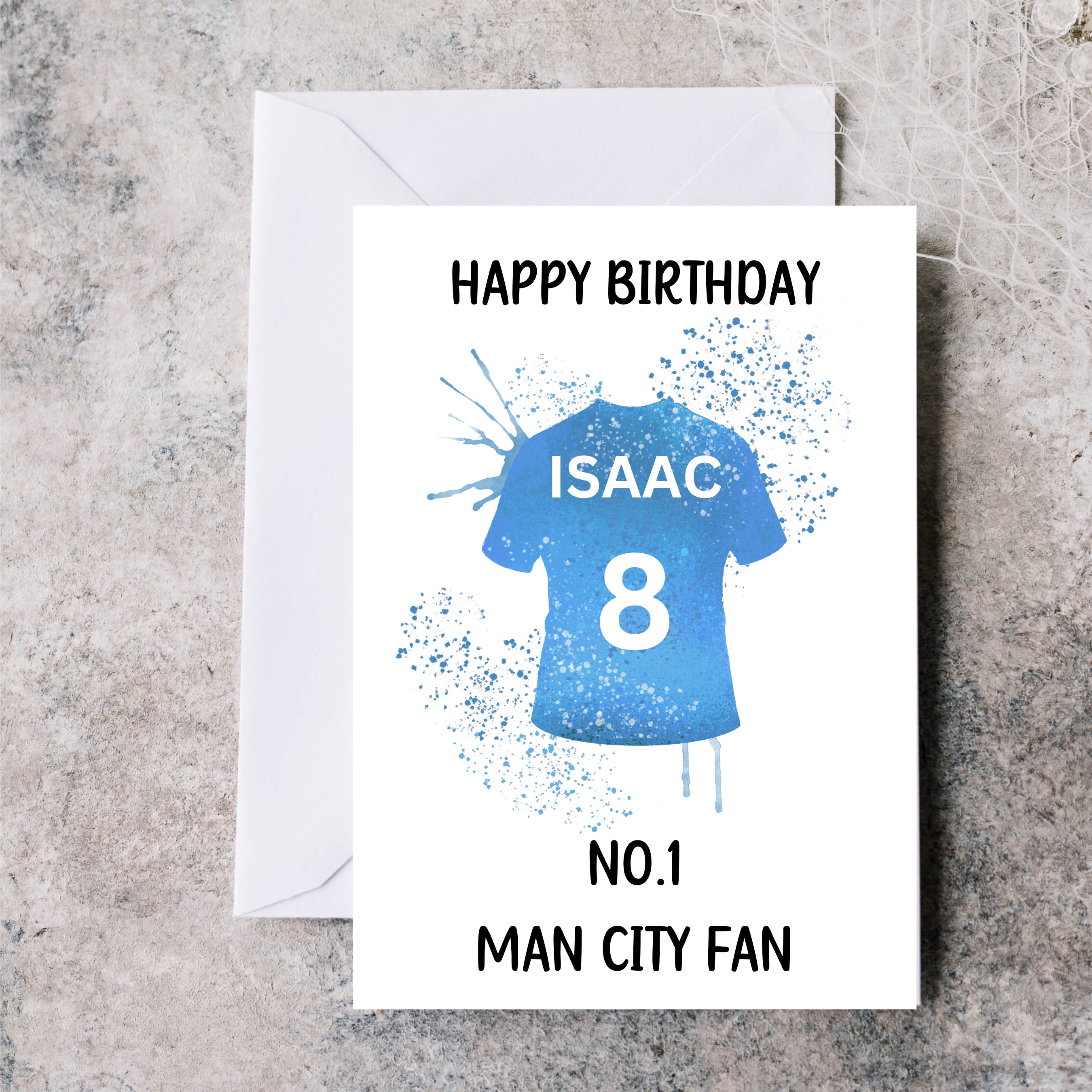 Personalised Man City Football Birthday Card For Son, Grandson, Dad, Brother, Uncle
