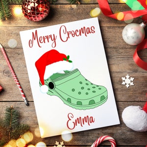 Joyeux Crocmas, carte de Noël personnalisée Crocs, carte de Noël amusante pour ceux qui aiment les Crocs, carte de Noël Croc, carte de jeu de mots croco