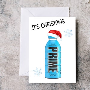 It&#39;s Christmas Prime, Prime Christmas card, Prime drink Christmas card, Prime pun Christmas card, Prime energy drink Christmas card