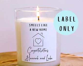 Personalised New Home candle label, personalised New Home gift, candle label for New Home owners, housewarming candle label