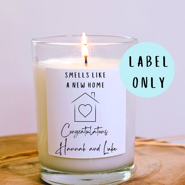 Personalised New Home candle label, personalised New Home gift, candle label for New Home owners, housewarming candle label
