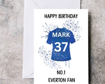 Personalised Everton FC Shirt Birthday Card