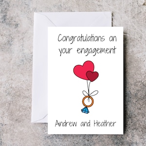 Personalised engagement card, congratulations on your engagement card, card for couple, engagement card, congratulations card for couple
