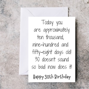 Funny 30th birthday card, 30th birthday quote, 30th birthday card, 30 years old, 30th birthday card for him, 30th birthday card for her