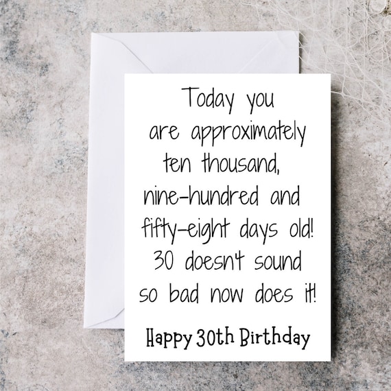 Funny 30th Birthday Card 30th Birthday Quote 30th Birthday Etsy