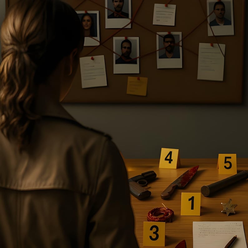 Kit stampabile per delitti misteriosi - Accessori per feste con giochi investigativi - Investigazioni criminali - Decorazioni per escape room immagine 5