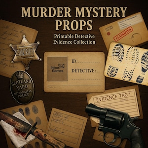 Kit stampabile per delitti misteriosi - Accessori per feste con giochi investigativi - Investigazioni criminali - Decorazioni per escape room immagine 1
