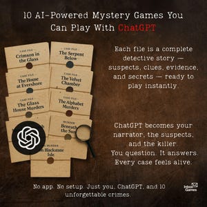 10 Murder Mystery No Setup Games for ChatGPT - Detective Investigation Bundle | Interactive Crime Stories