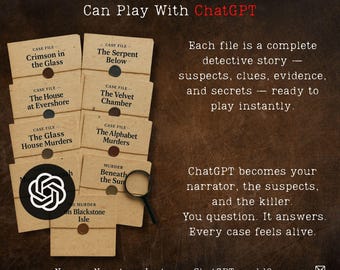 10 Murder Mystery No Setup Games for ChatGPT - Detective Investigation Bundle | Interactive Crime Stories