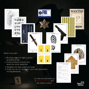Kit stampabile per delitti misteriosi - Accessori per feste con giochi investigativi - Investigazioni criminali - Decorazioni per escape room immagine 3