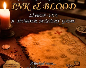 Printable Historical Murder Mystery Game | Ink & Blood: Lisbon 1476 |  Detective Investigation | Date Night