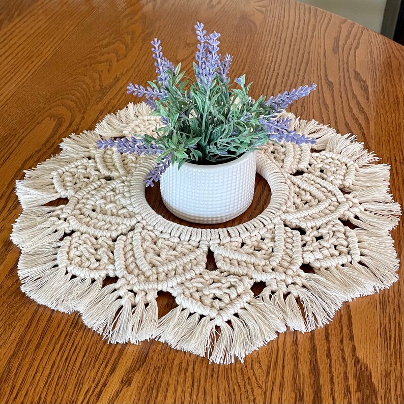 Macrame Wreath Trivet Table Arrangement Etsy