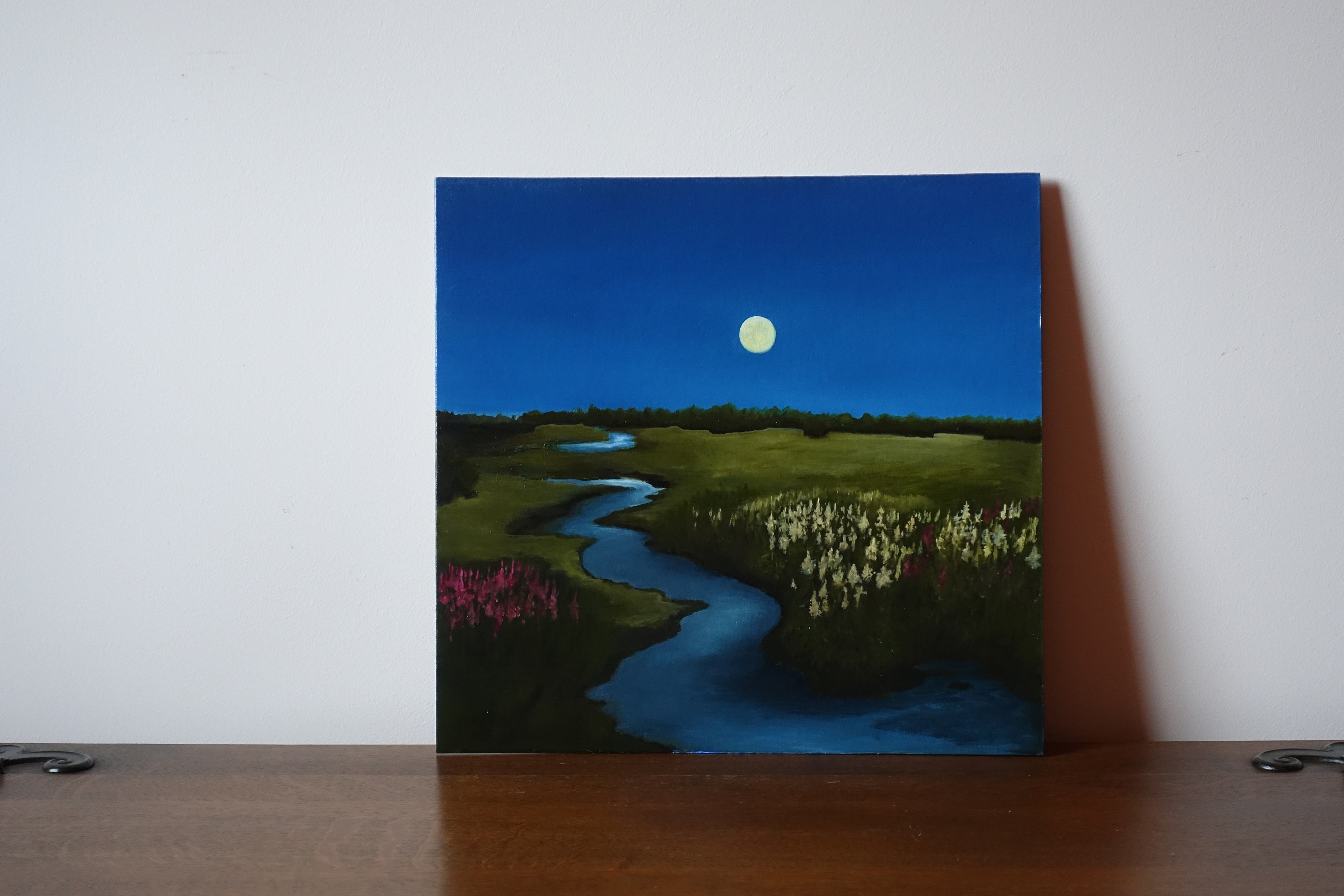 Night Scenery Oil Painting Night Landscape Wall Art Night Etsy