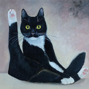 Cat Portrait: Black Cat Original Oil Painting