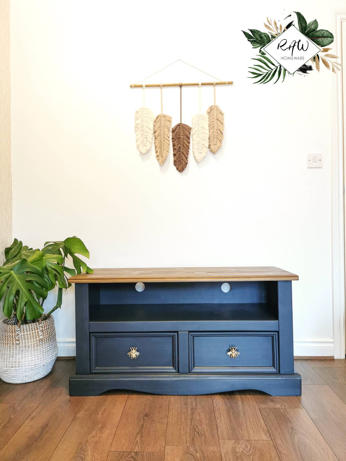 Rustic blue 2024 tv stand
