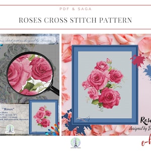 Roséページ Rose Vintage Still Life Counted Cross Stitch Pattern Pdf
