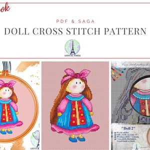 Doll cross stitch pattern, Cross stitch pattern, DIY cross stitch, Cross stitch tutorial, doll xstitch chart