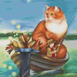 Cross stitch pattern, Little fisherman, xstitch chart, PDF, SAGA, instant download PDF