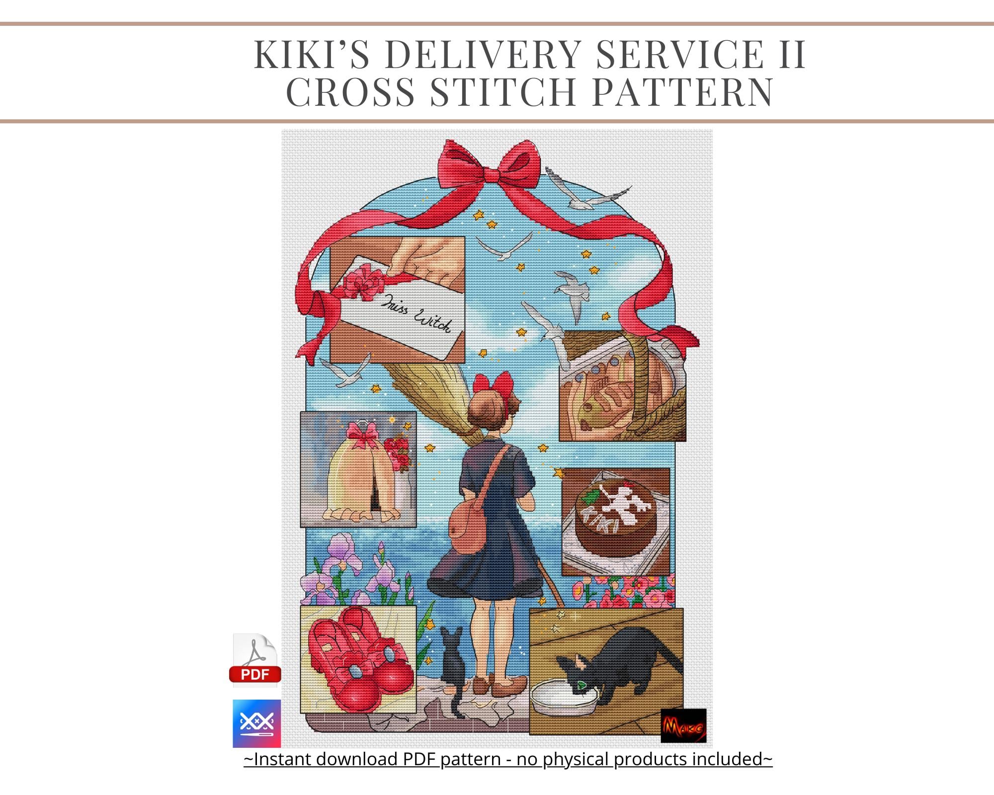 Kiki delivery service cross stitch - Etsy 日本