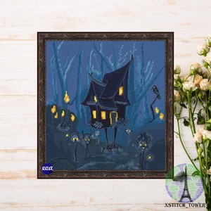 Baba Yaga Cross stitch pattern &quot;The Hut on Hen’s Legs (Baba-Yaga)&quot;, witch cross stitch pattern,  Instant Download, Needlepoint