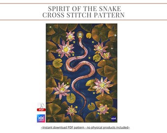 Printable PDF Spirit of the Snake cross-stitch pattern