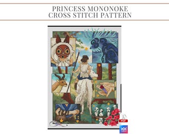 Princess Mononoke Cross Stitch Pattern: Detailed Chart (PDF Download)