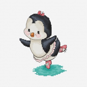 Penguin Cross stitch pattern, Ballet dancer cross stitch pattern, Xstitch Chart, Instant Download PDF, Needlepoint, Simple Pattern