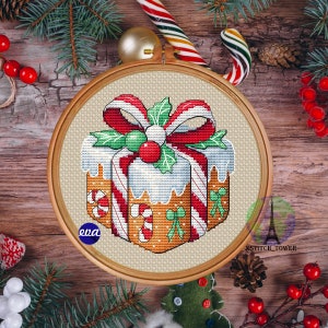 Kerstkruissteekpatroon, peperkoekcadeau, peperkoek kruissteekpatroon, pdf direct downloaden, kerstboomversiering