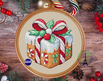 Gingerbread Gift Cross Stitch Pattern: Christmas Tree Decoration (PDF)